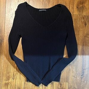 Brandy Melville Black Ribbed Knit Top